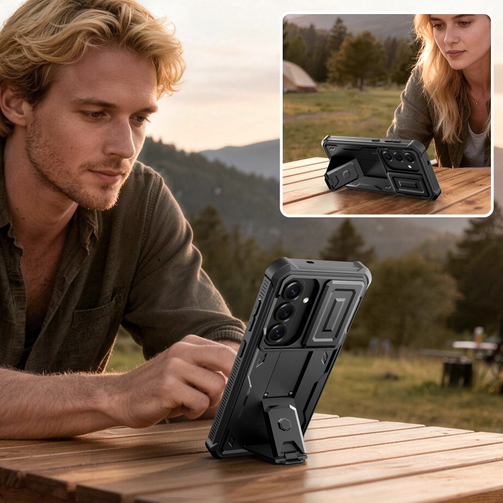 Tech-Protect Kevlar Cam+ dėklas, skirtas Samsung Galaxy S26 - juodas -- Samsung Galaxy S26