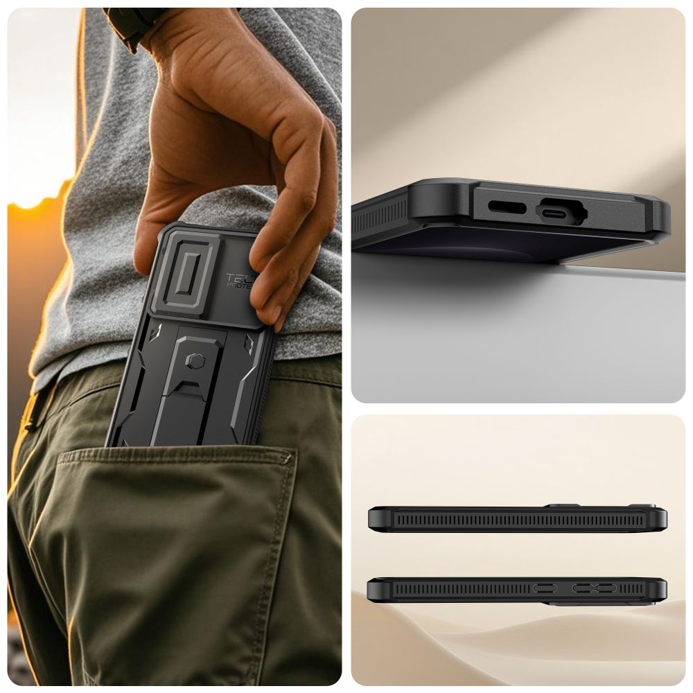 Tech-Protect Kevlar Cam+ dėklas, skirtas Samsung Galaxy S26 - juodas -- Samsung Galaxy S26