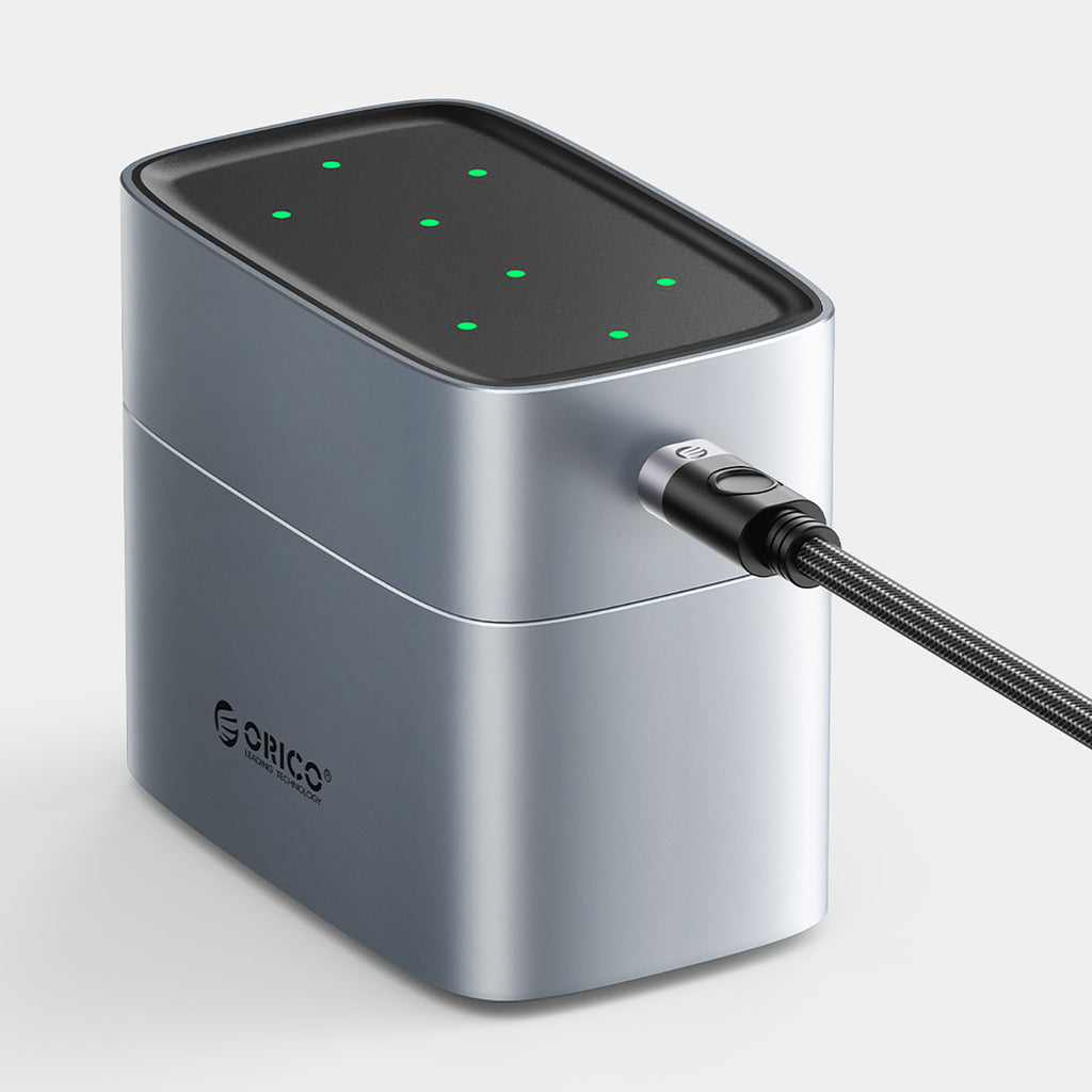 Orico EV8 AA Lithium akumuliatoriaus įkroviklis su saugojimo funkcija - Sidabrinė -- Batteries