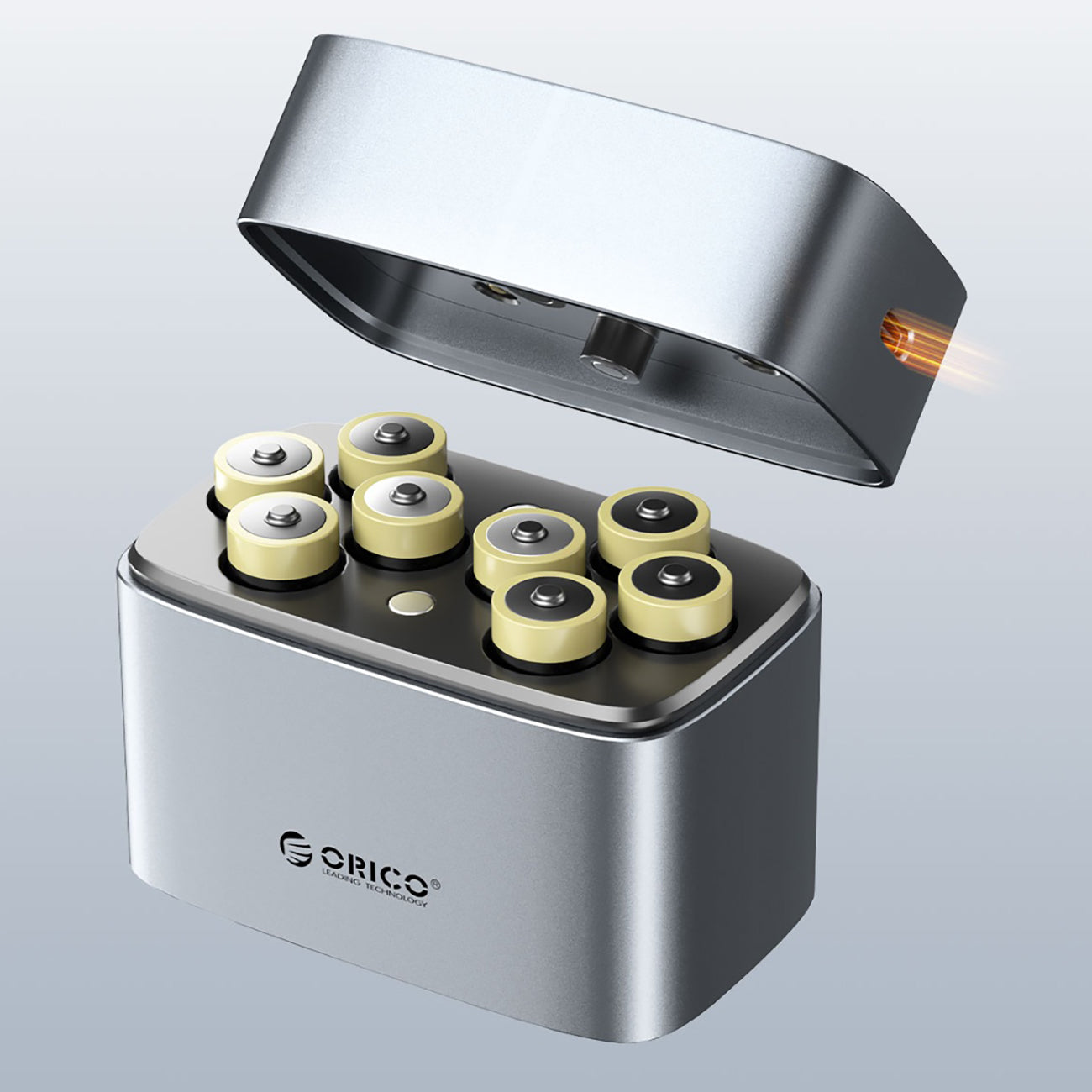 Orico EV8 AA Lithium akumuliatoriaus įkroviklis su saugojimo funkcija - Sidabrinė -- Batteries