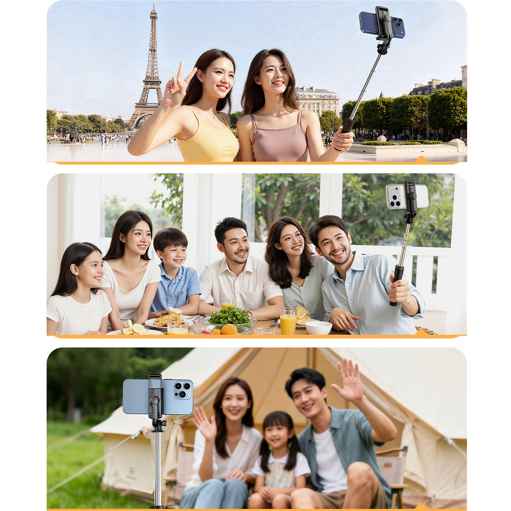 Selfie pagaliukas Orico SPV68 mini trikojis Bluetooth 360 laipsnių sukimas 68 cm - juodas -- Selfie Sticks & Tripods