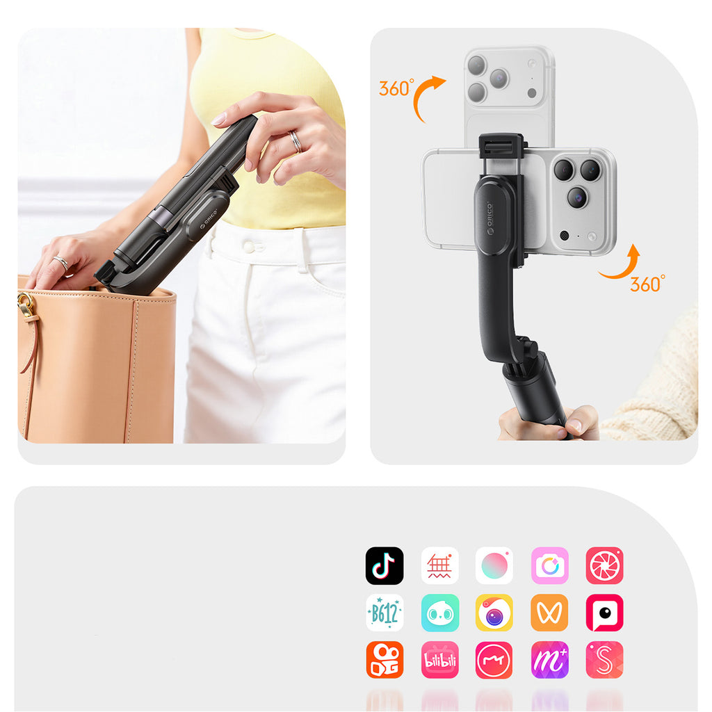 Savifotografijos lazda Orico SPV90 aliuminio mini trikojis Bluetooth 360 laipsnių sukimas - juoda -- Selfie Sticks & Tripods