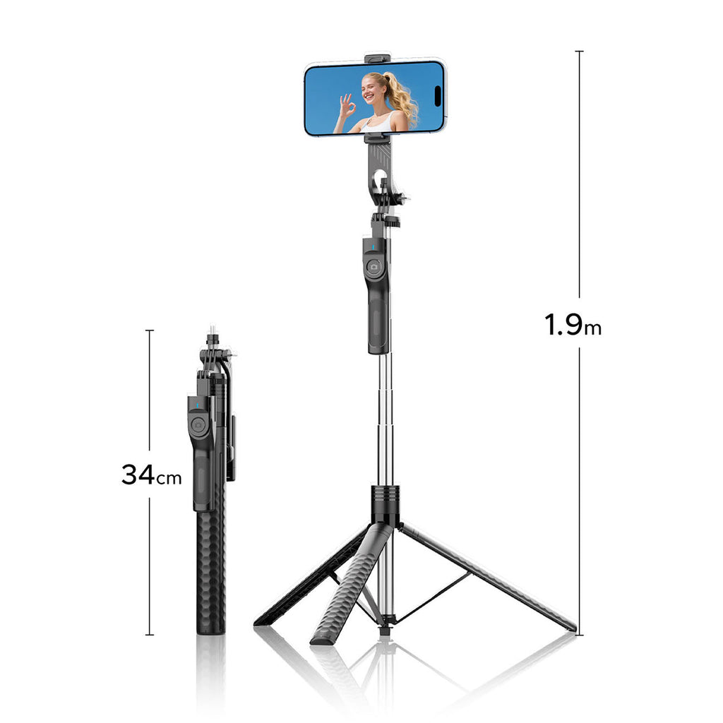 Savifotografijos lazda Orico SPM190 trikojis 1/4" telefono fotoaparatui su 360 laipsnių sukimu Bluetooth 5.2 - juoda --...