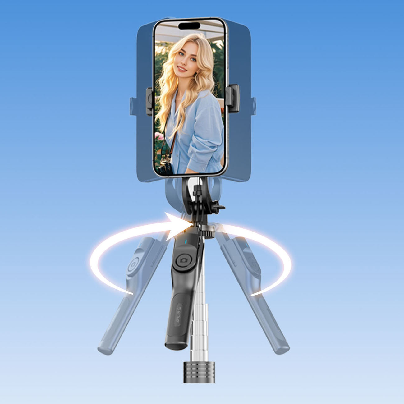 Savifotografijos lazda Orico SPM190 trikojis 1/4" telefono fotoaparatui su 360 laipsnių sukimu Bluetooth 5.2 - juoda --...