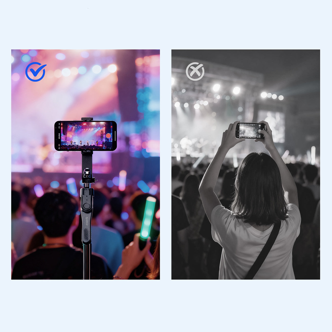 Savifotografijos lazda Orico SPM215 trikojis 1/4" telefono fotoaparatui su 360 laipsnių sukimu Bluetooth 5.2 - juoda --...