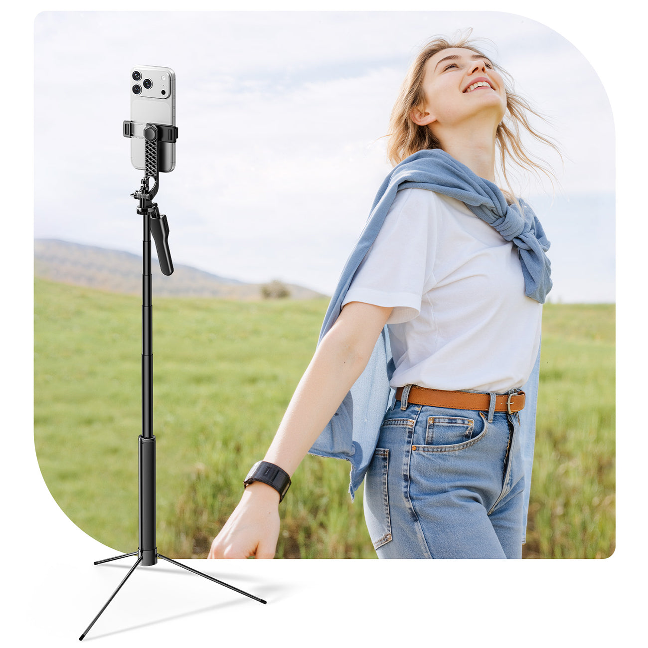Savifotografijos lazda Orico SPM170 trikojis 1/4" telefono fotoaparatui Bluetooth 5.2 - juoda -- Selfie Sticks & Tripods