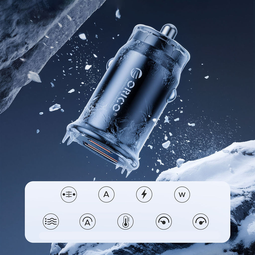 Orico PowerMini 30W USB-C + USB-A Automobilinis Įkroviklis - Juodas -- Car chargers