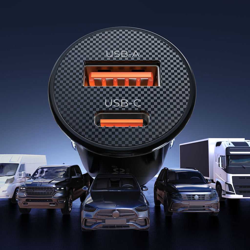 Orico PowerMini 30W USB-C + USB-A Automobilinis Įkroviklis - Juodas -- Car chargers