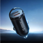 Orico MiniRing 30W 2x USB-C Automobilinis Įkroviklis - Juodas -- Car chargers