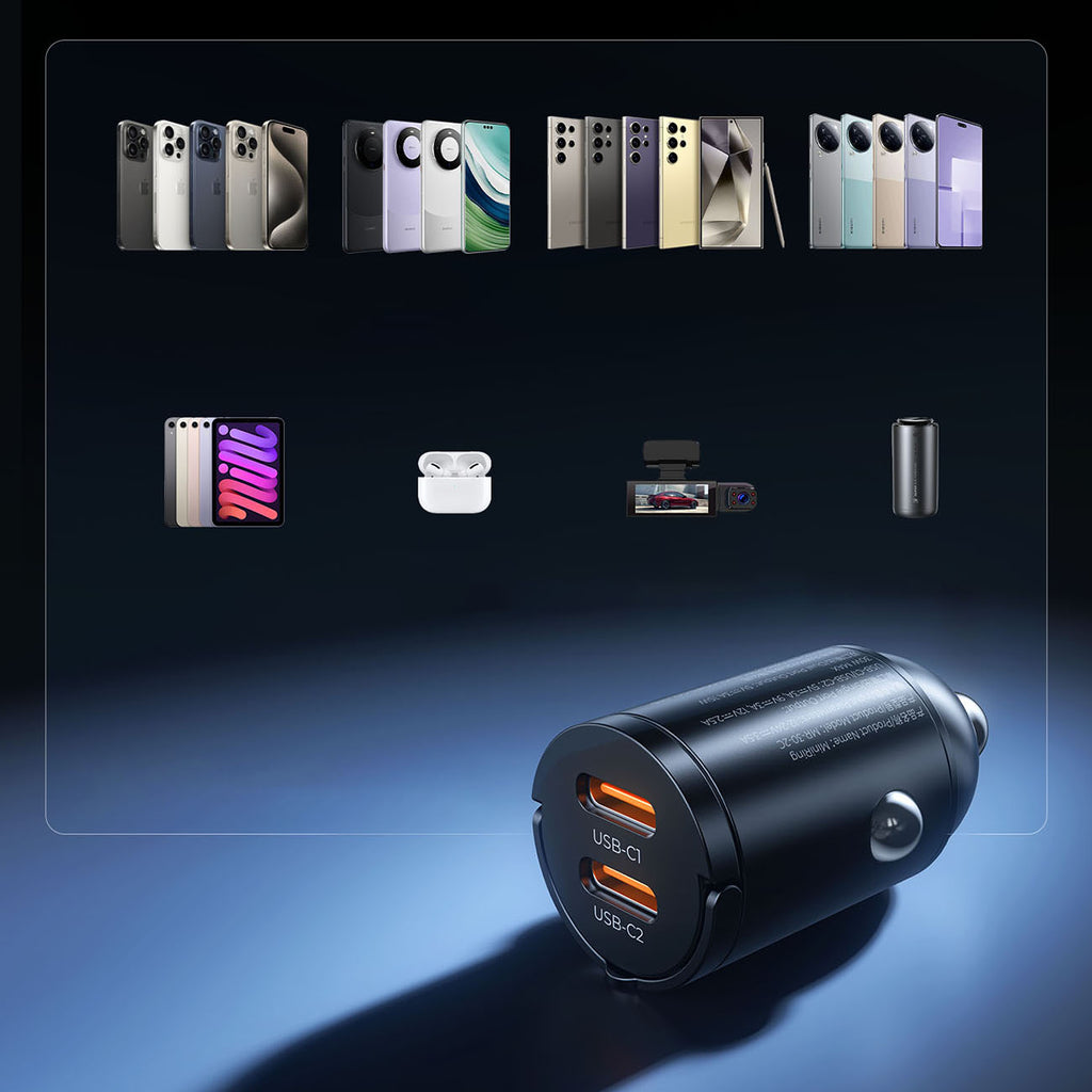 Orico MiniRing 30W 2x USB-C Automobilinis Įkroviklis - Juodas -- Car chargers