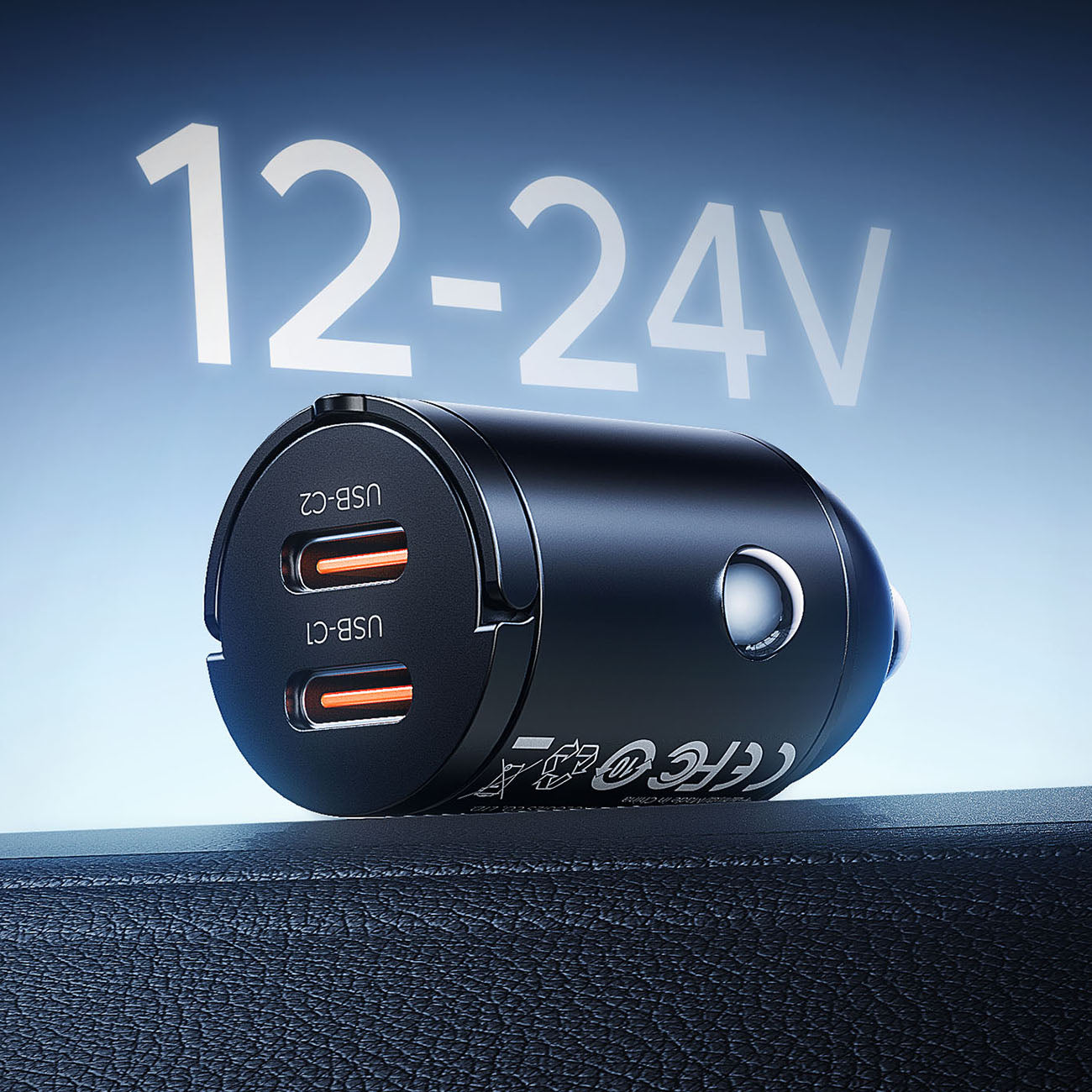 Orico MiniRing 30W 2x USB-C Automobilinis Įkroviklis - Juodas -- Car chargers