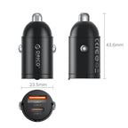 Orico MiniRing 30W USB-A + USB-C Automobilinis Įkroviklis - Juodas -- Car chargers