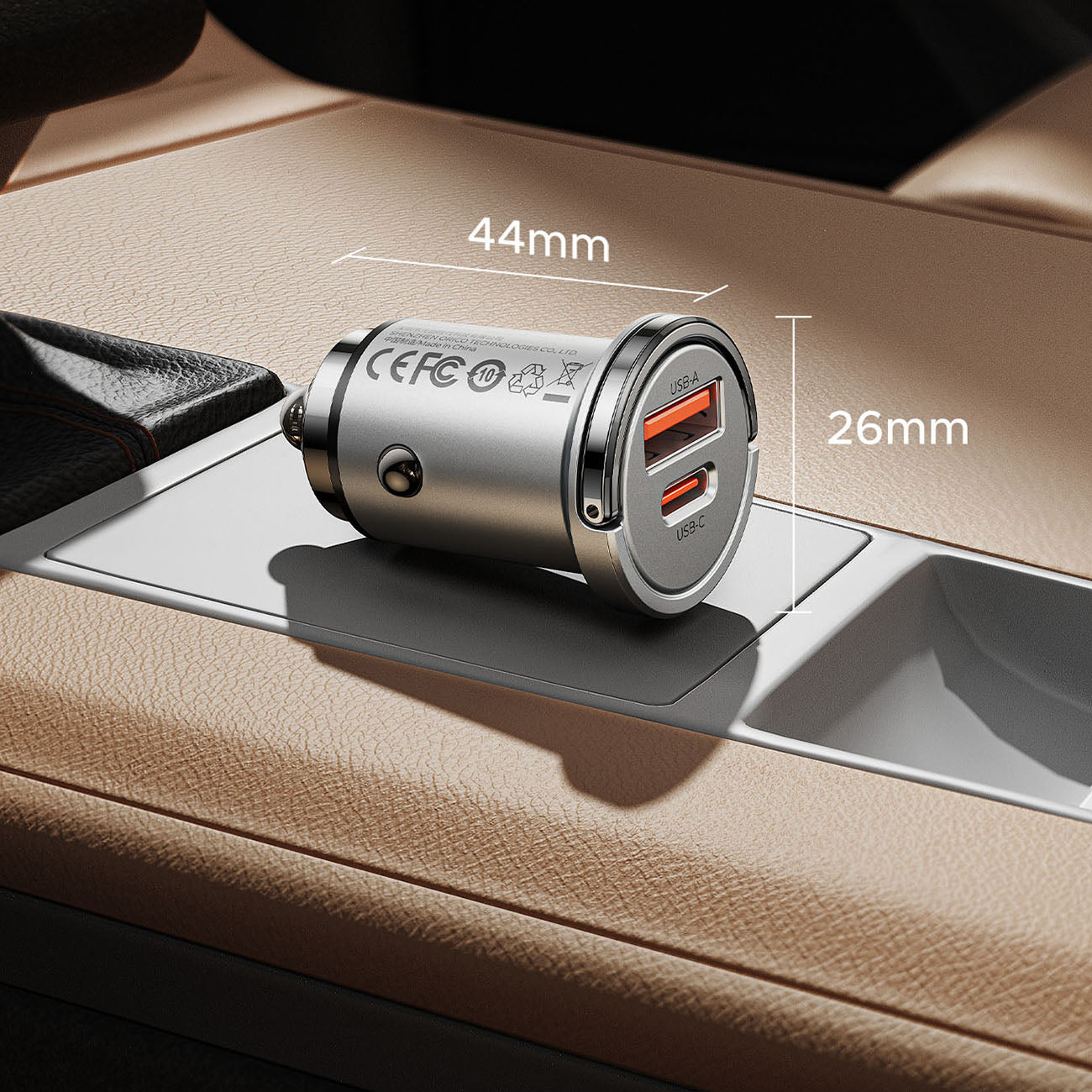 Orico MiniRing Pro 45W USB-A + USB-C automobilio įkroviklis - sidabro spalvos -- Car chargers
