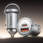 Orico MiniRing Pro 45W USB-A + USB-C automobilio įkroviklis - sidabro spalvos -- Car chargers