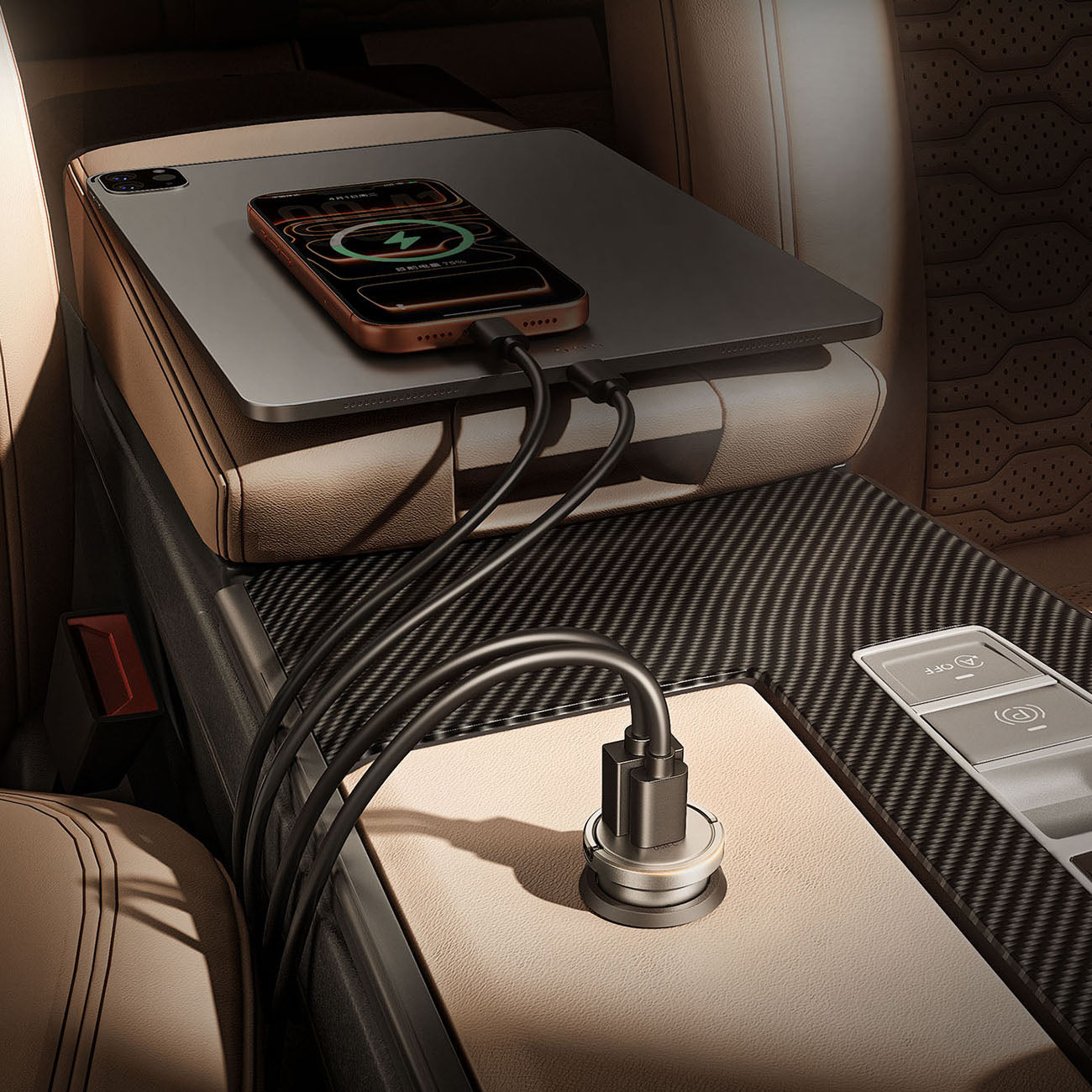 Orico MiniRing Pro 45W USB-A + USB-C automobilio įkroviklis - sidabro spalvos -- Car chargers