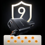 Orico Twin Reach 45W USB-A + USB-C automobilio įkroviklis su dviem atitraukiamais USB-C kabeliais - juodas -- Car chargers