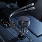 Orico Dual Stretch 60W USB-C automobilio įkroviklis su dviem atitraukiamais USB-C + Lightning kabeliais - juodas -- Car...