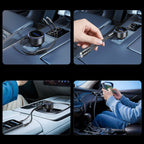 Orico Dual Stretch 60W USB-C automobilio įkroviklis su dviem atitraukiamais USB-C + Lightning kabeliais - juodas -- Car...