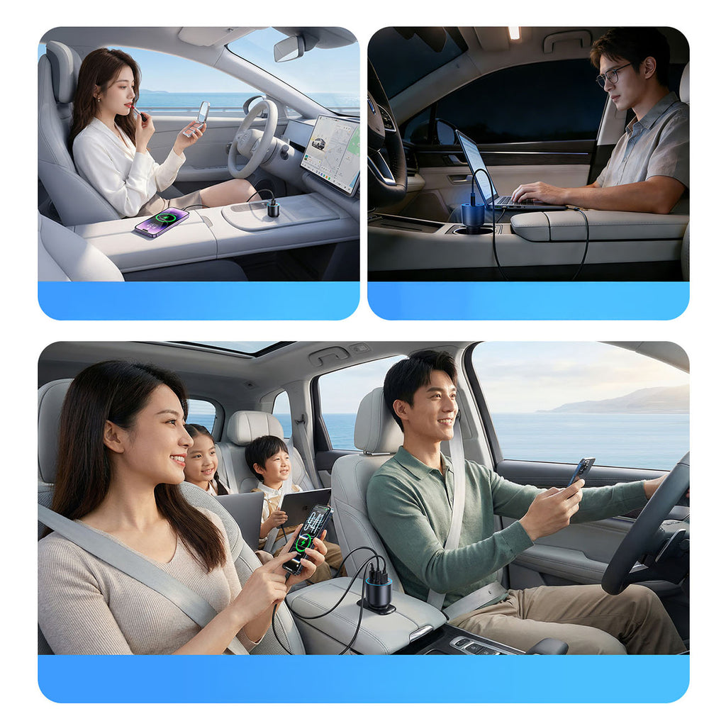 Orico HyperDrive 165W USB-A + 2x USB-C automobilio įkroviklis - juodas -- Car chargers