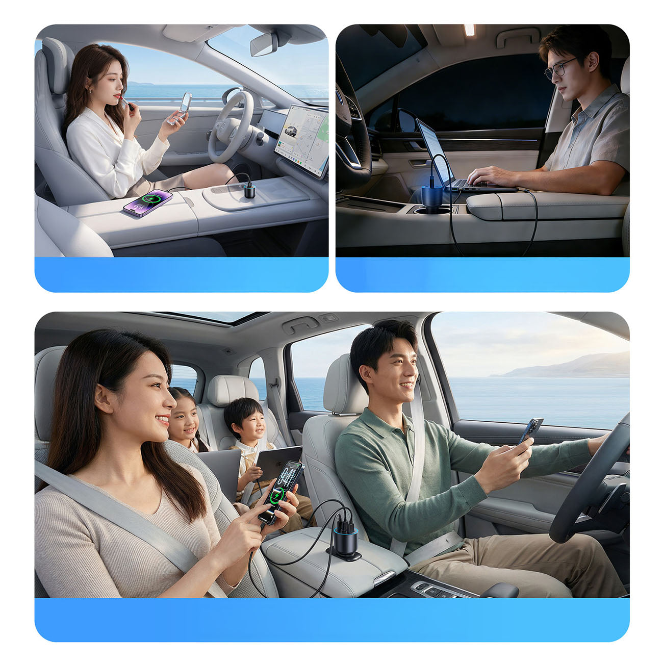Orico HyperDrive 165W USB-A + 2x USB-C automobilio įkroviklis - juodas -- Car chargers