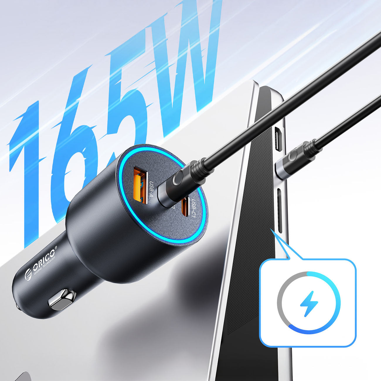 Orico HyperDrive 165W USB-A + 2x USB-C automobilio įkroviklis - juodas -- Car chargers