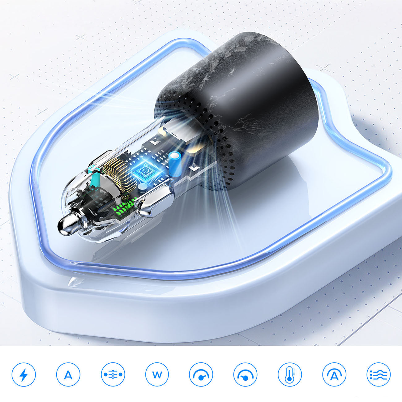 Orico HyperDrive 165W USB-A + 2x USB-C automobilio įkroviklis - juodas -- Car chargers