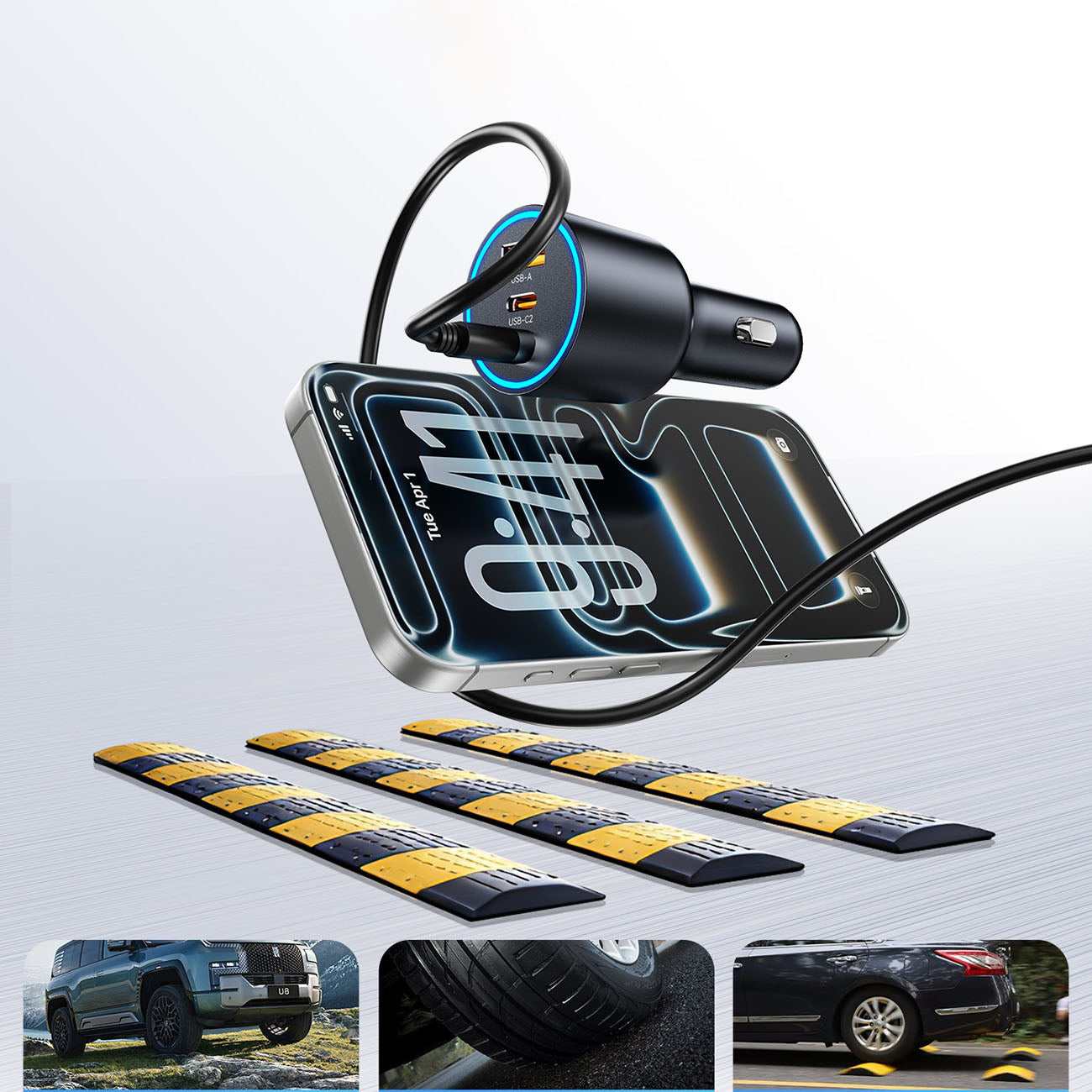 Orico HyperDrive 165W USB-A + 2x USB-C automobilio įkroviklis - juodas -- Car chargers
