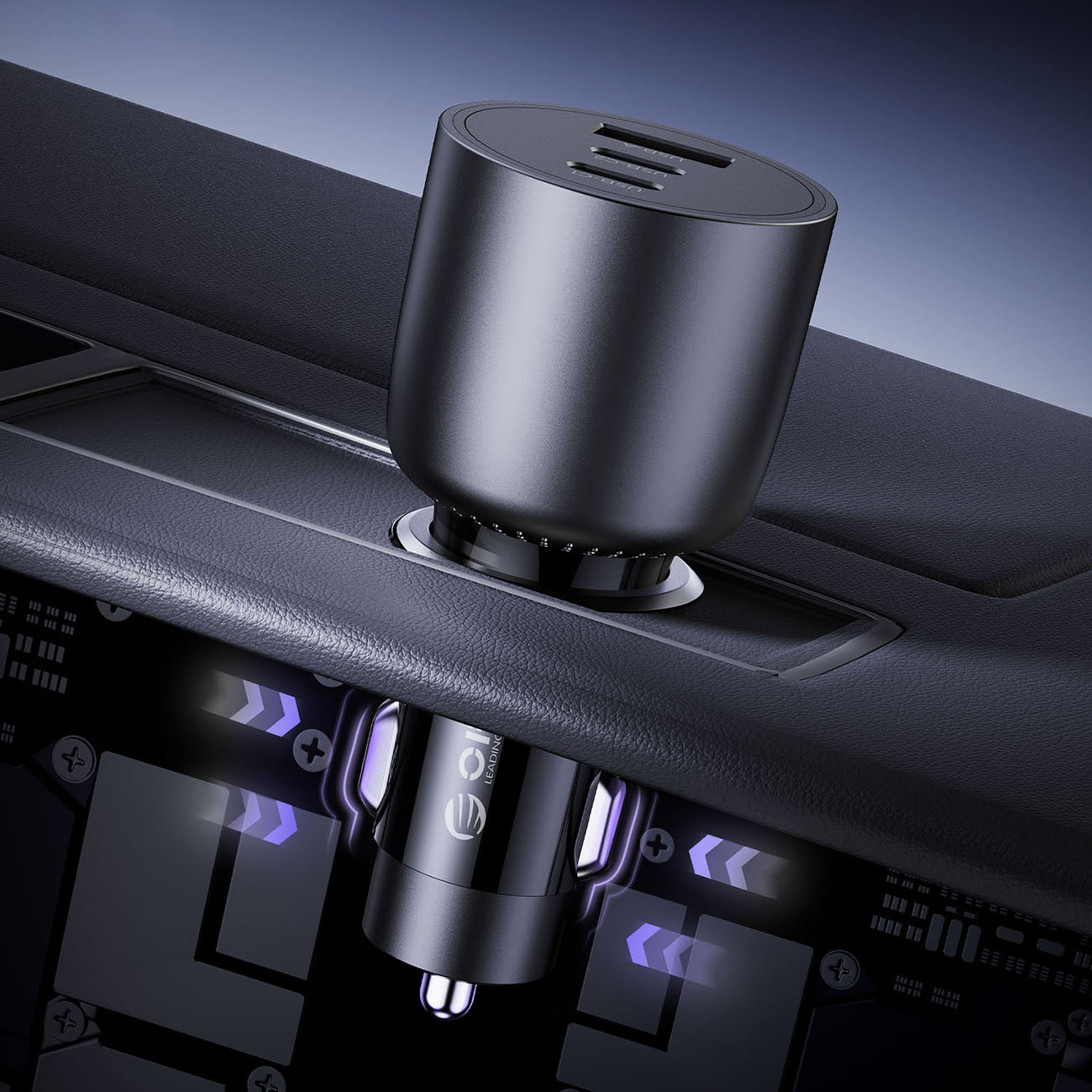 Orico PowerLink 165W USB-A + 2x USB-C automobilio įkroviklis - juodas -- Car chargers