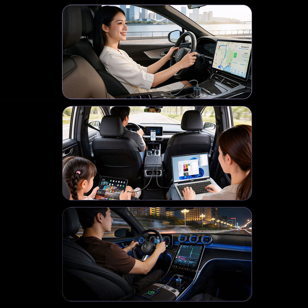 Orico PowerLink 165W USB-A + 2x USB-C automobilio įkroviklis - juodas -- Car chargers