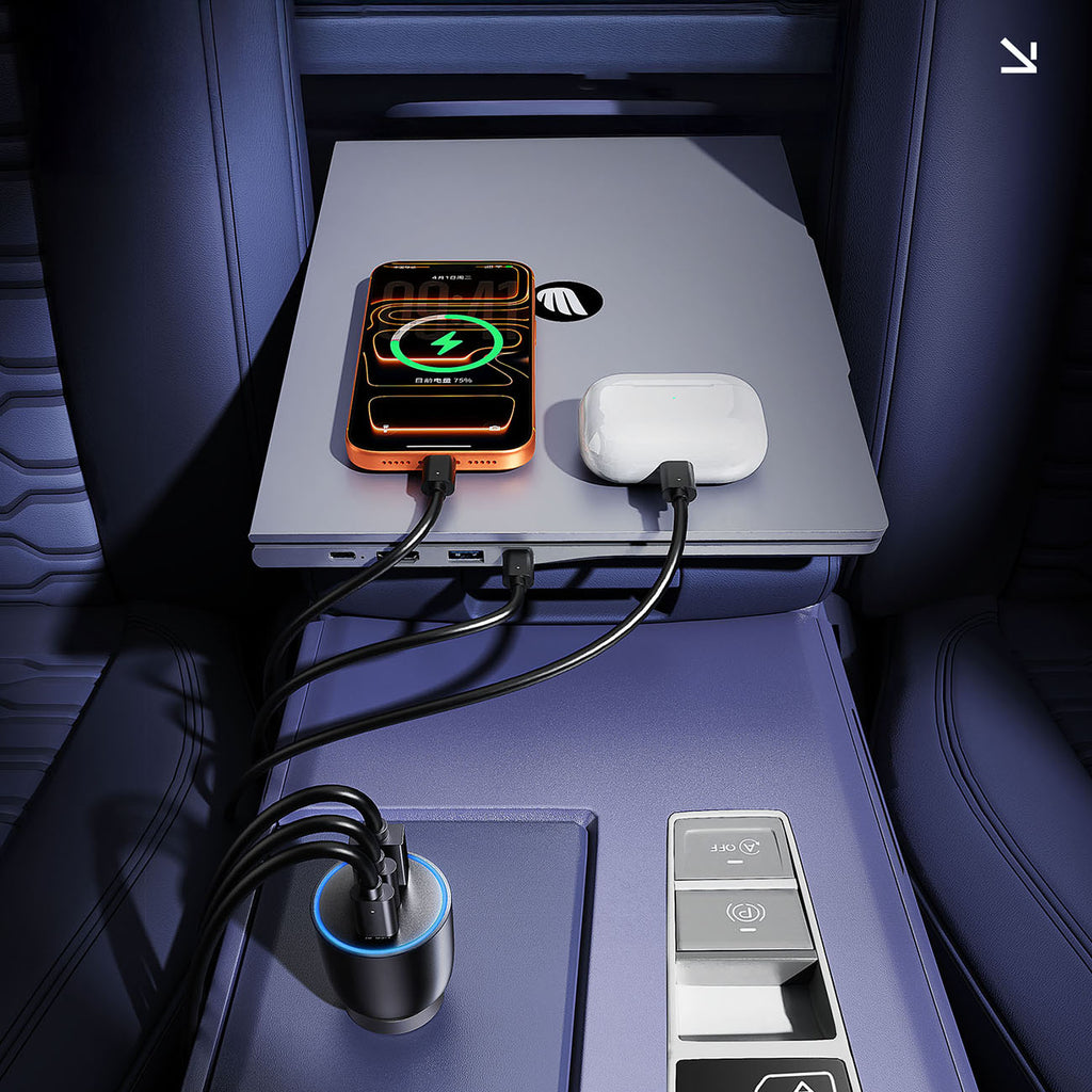 Orico PowerLink 165W USB-A + 2x USB-C automobilio įkroviklis - juodas -- Car chargers