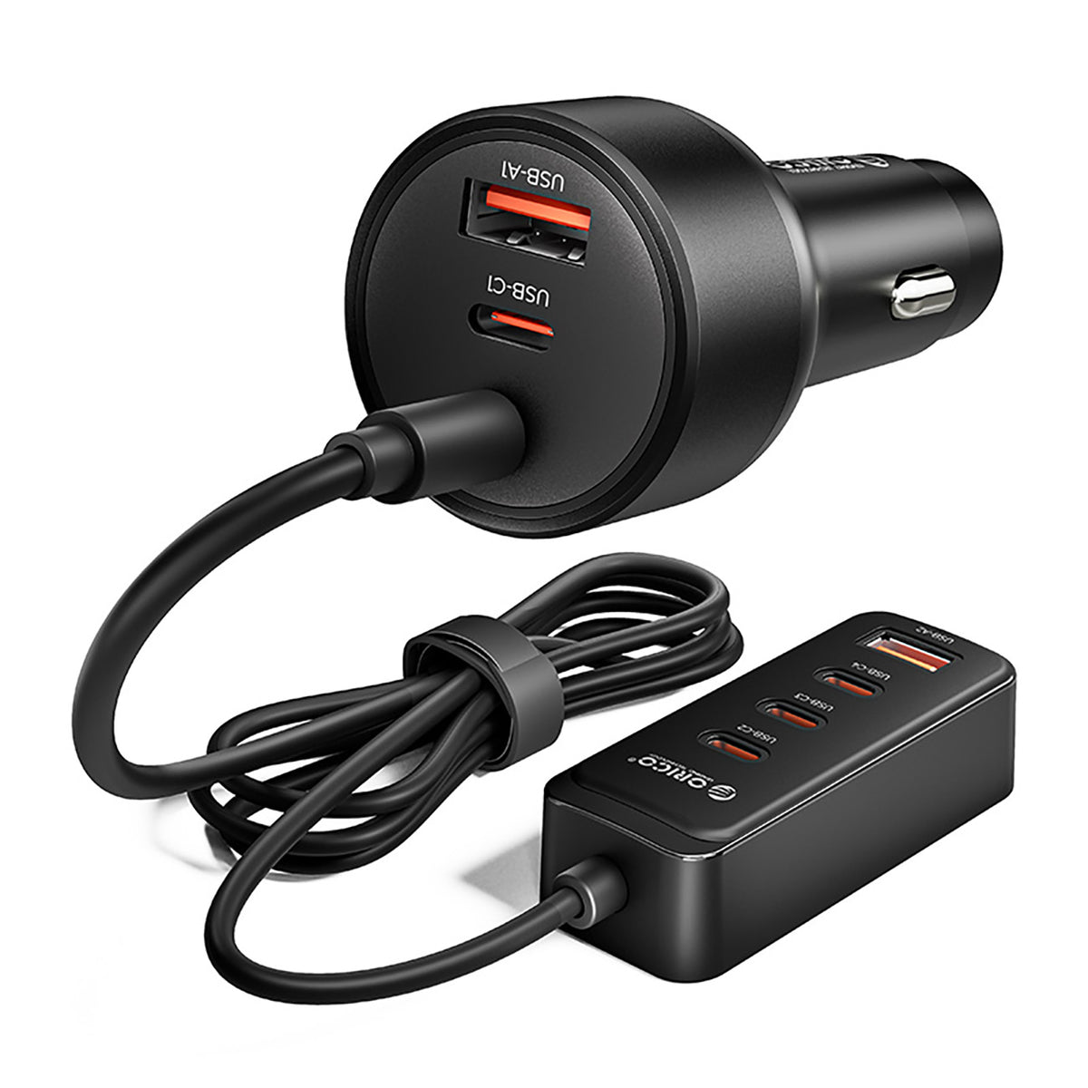 Orico ChargeClip 108W automobilinis įkroviklis 2x USB-A + 4x USB-C su segtuku - juodas -- Car chargers