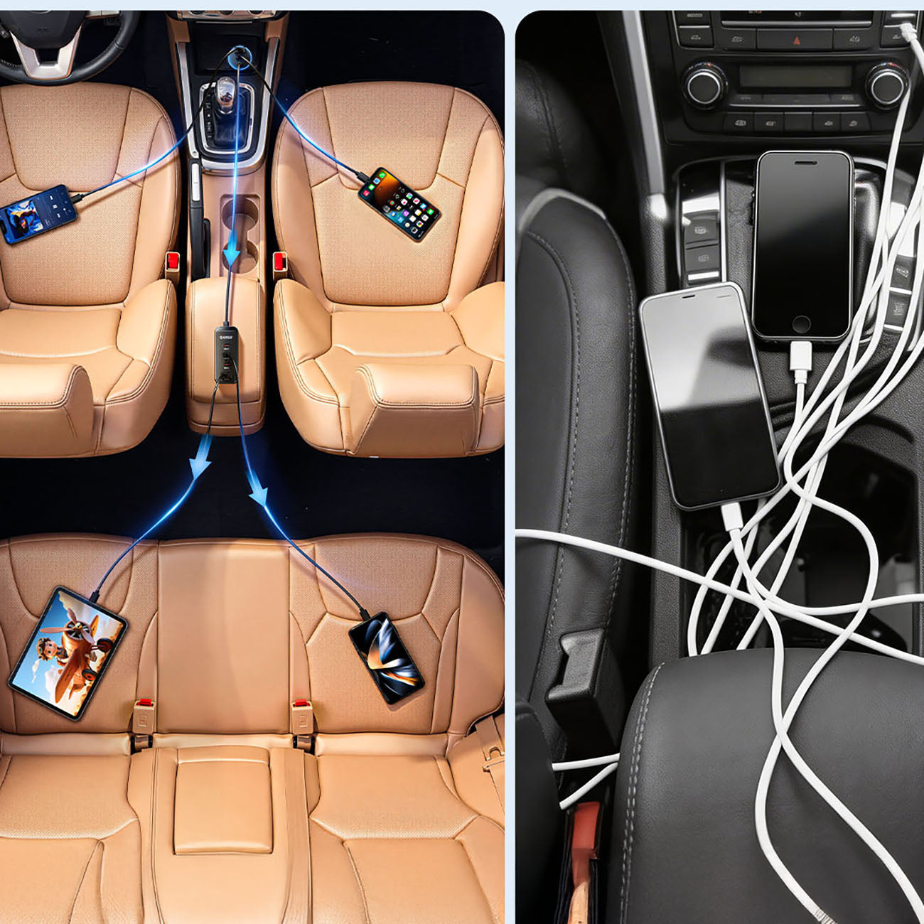 Orico ChargeClip 108W automobilinis įkroviklis 2x USB-A + 4x USB-C su segtuku - juodas -- Car chargers