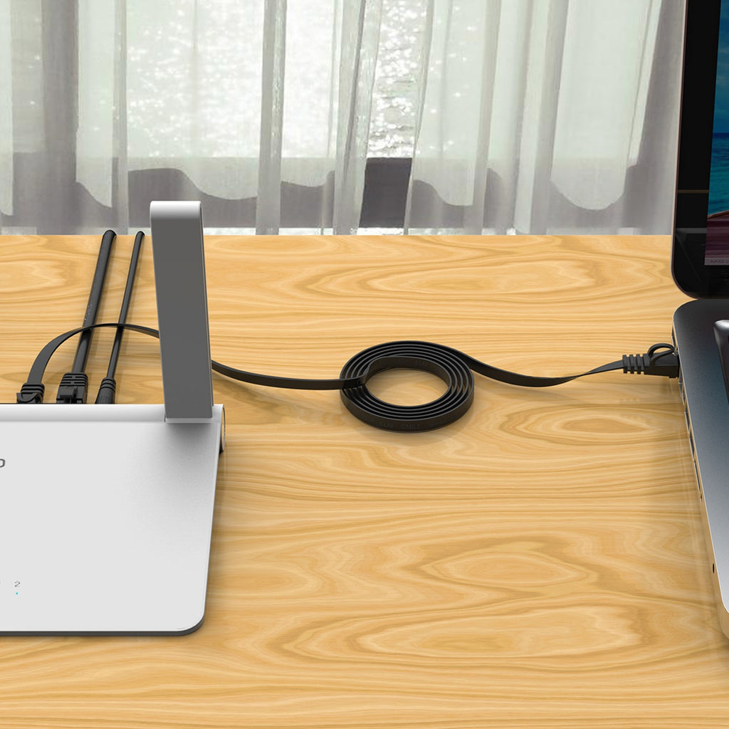 Orico PUG-C6B CAT6 1000Mbps RJ45 Ethernet tinklo kabelis, Internet LAN Plokščias, 1m - Juodas -- Network Cables