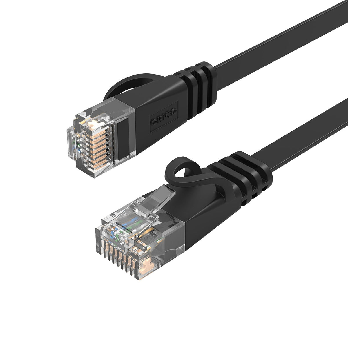 Orico PUG-C6B CAT6 1000Mbps RJ45 Ethernet tinklo kabelis, plokščias LAN, 15m - juodas -- Network Cables