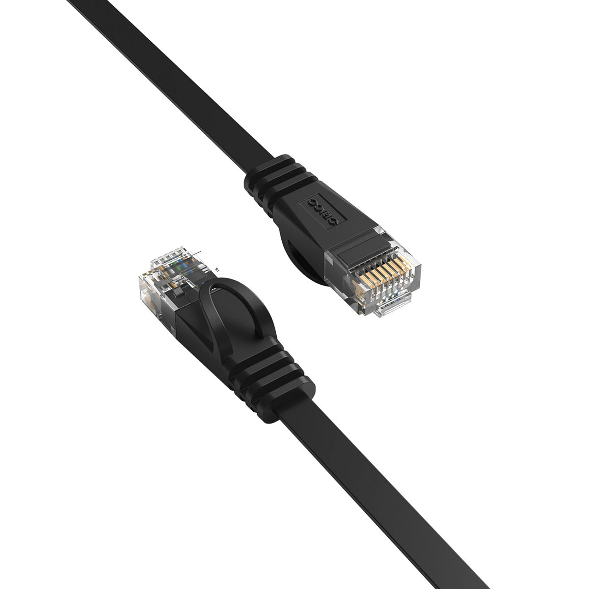 Orico PUG-C6B CAT6 1000Mbps RJ45 Ethernet tinklo kabelis, plokščias LAN, 20m - juodas -- Network Cables