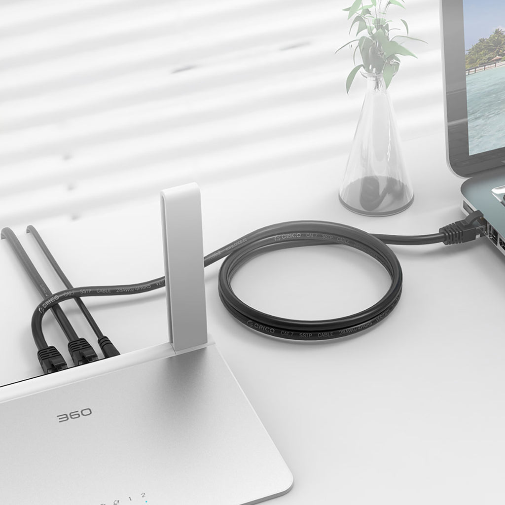Orico PUG-C6 CAT6 1000Mbps RJ45 Ethernet tinklo kabelis LAN apvalas 2m - juodas -- Network Cables