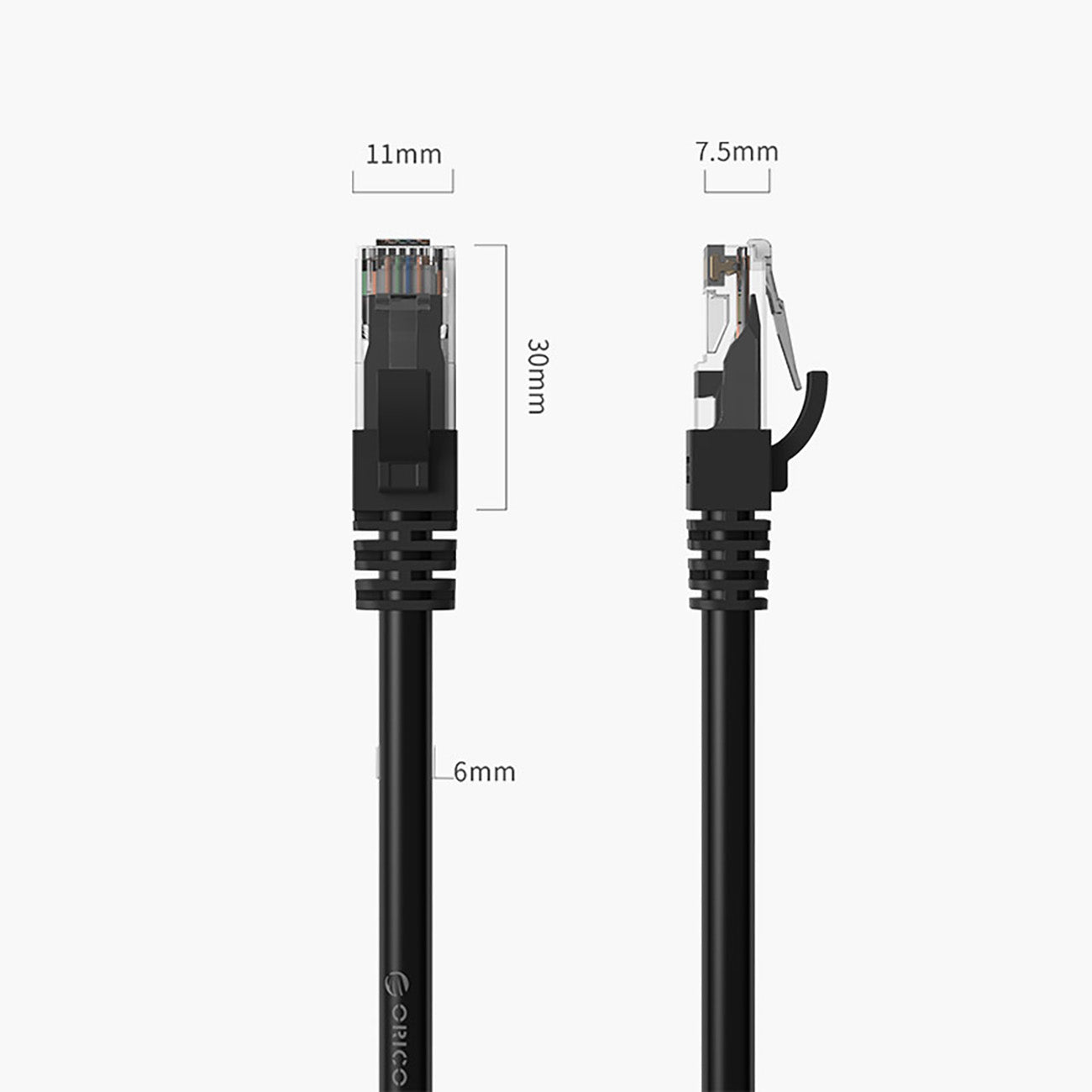 Orico PUG-C6 CAT6 1000Mbps RJ45 Ethernet tinklo kabelis LAN apvalus 20m - juodas -- Network Cables