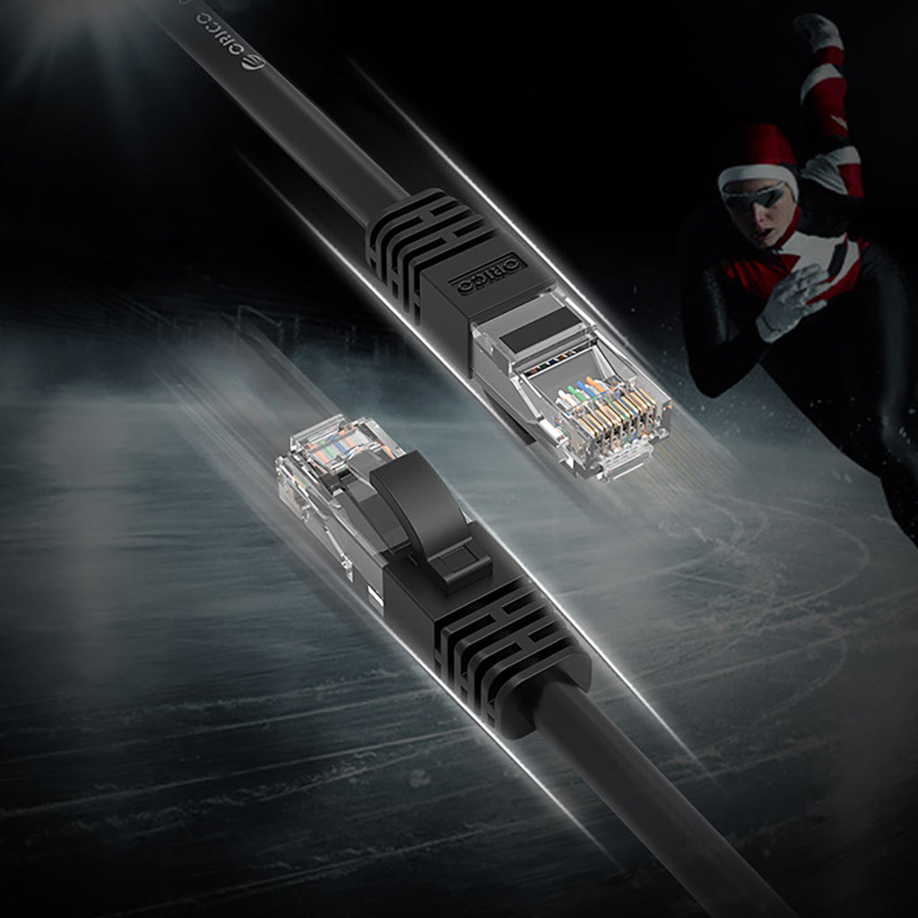 Orico PUG-C6 CAT6 1000Mbps RJ45 Ethernet tinklo kabelis LAN apvalus 30m - juodas -- Network Cables