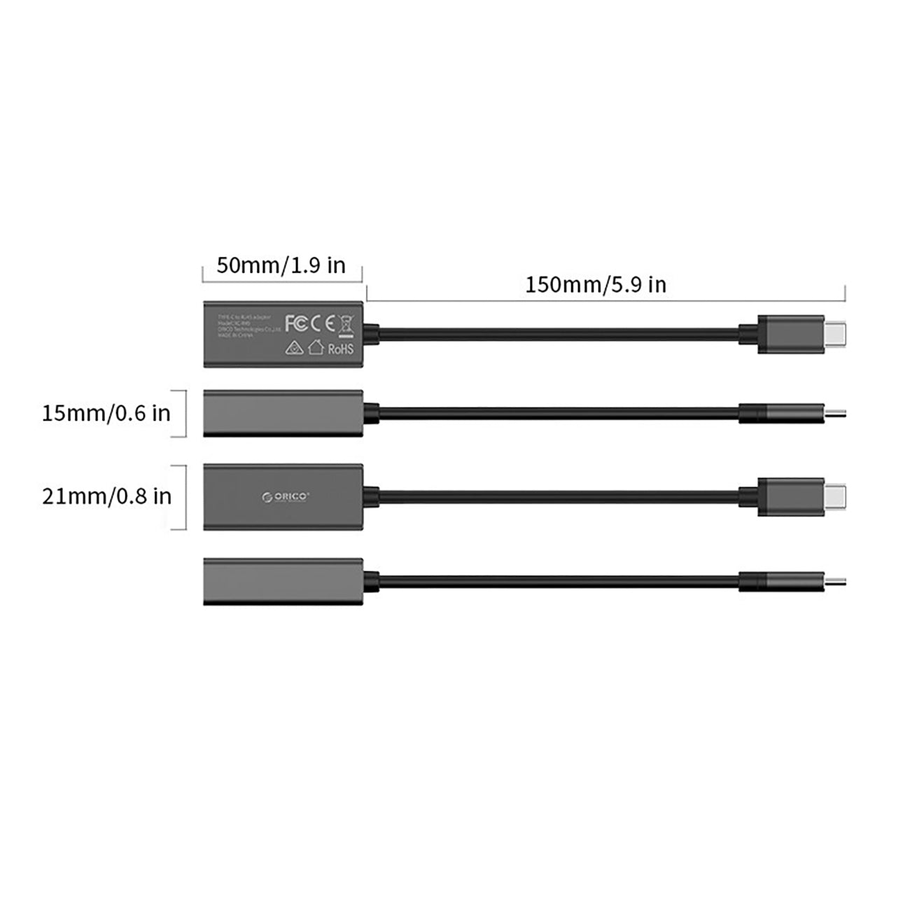 Orico XC-R45-V1 USB-C į RJ45 Gigabit Ethernet 1 Gbps tinklo adapteris - Juodas -- Network Adapters