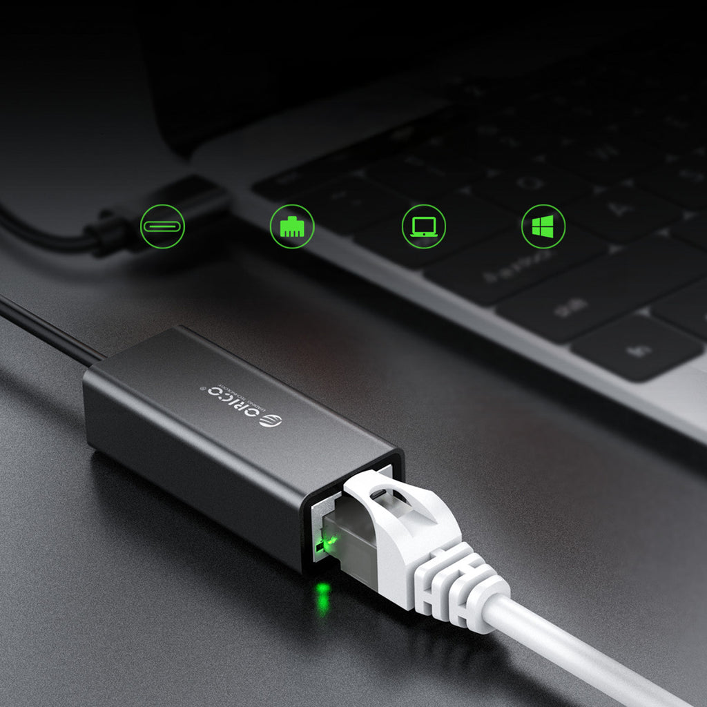 Orico XC-R45-V1 USB-C į RJ45 Gigabit Ethernet 1 Gbps tinklo adapteris - Juodas -- Network Adapters