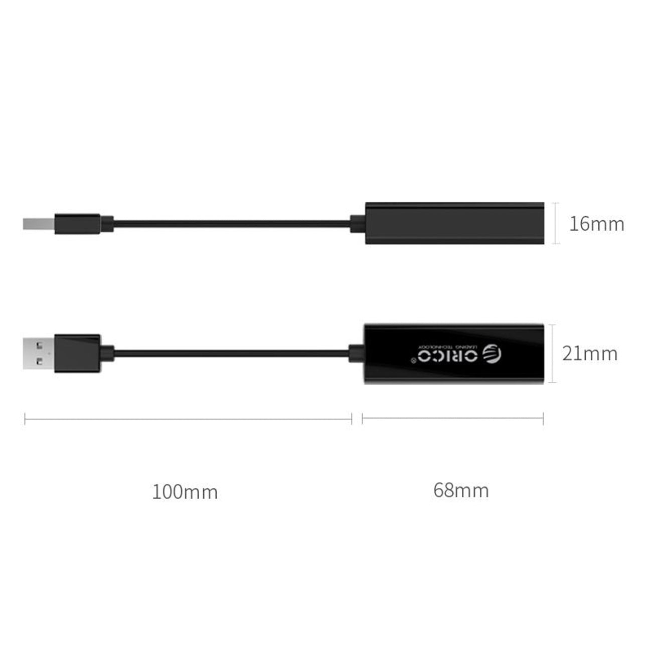Orico UTJ-U3 1 Gigabit USB-A 3.0 išorinė tinklo kortelė - Juodas -- Network Adapters
