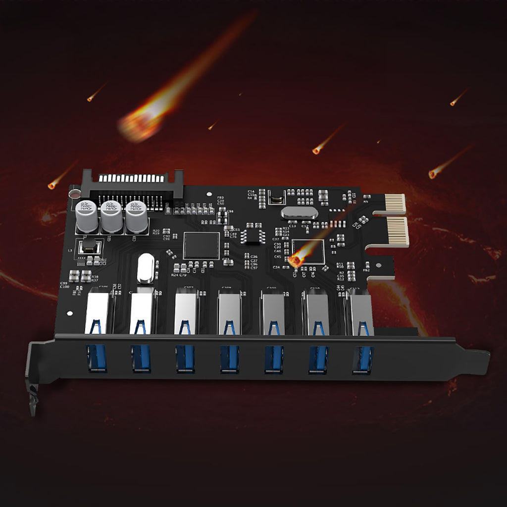 Orico PVU3 PCI-E 7x USB 3.0 Išplėtimo kortelė staliniams kompiuteriams - Juodas -- Uncategorized