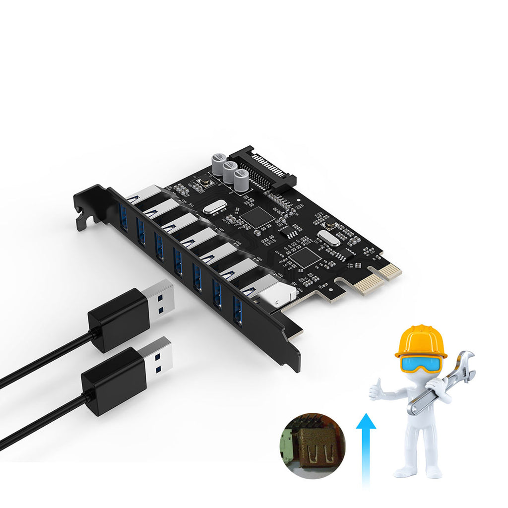 Orico PVU3 PCI-E 7x USB 3.0 Išplėtimo kortelė staliniams kompiuteriams - Juodas -- Uncategorized