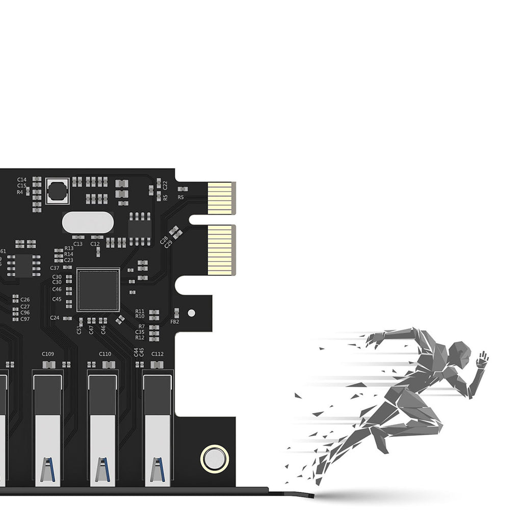 Orico PVU3 PCI-E 7x USB 3.0 Išplėtimo kortelė staliniams kompiuteriams - Juodas -- Uncategorized