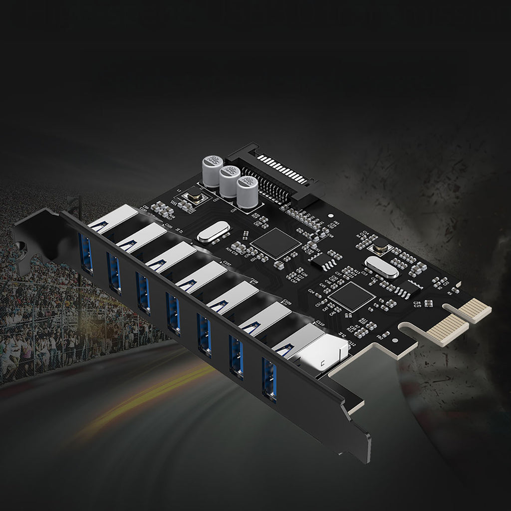 Orico PVU3 PCI-E 7x USB 3.0 Išplėtimo kortelė staliniams kompiuteriams - Juodas -- Uncategorized
