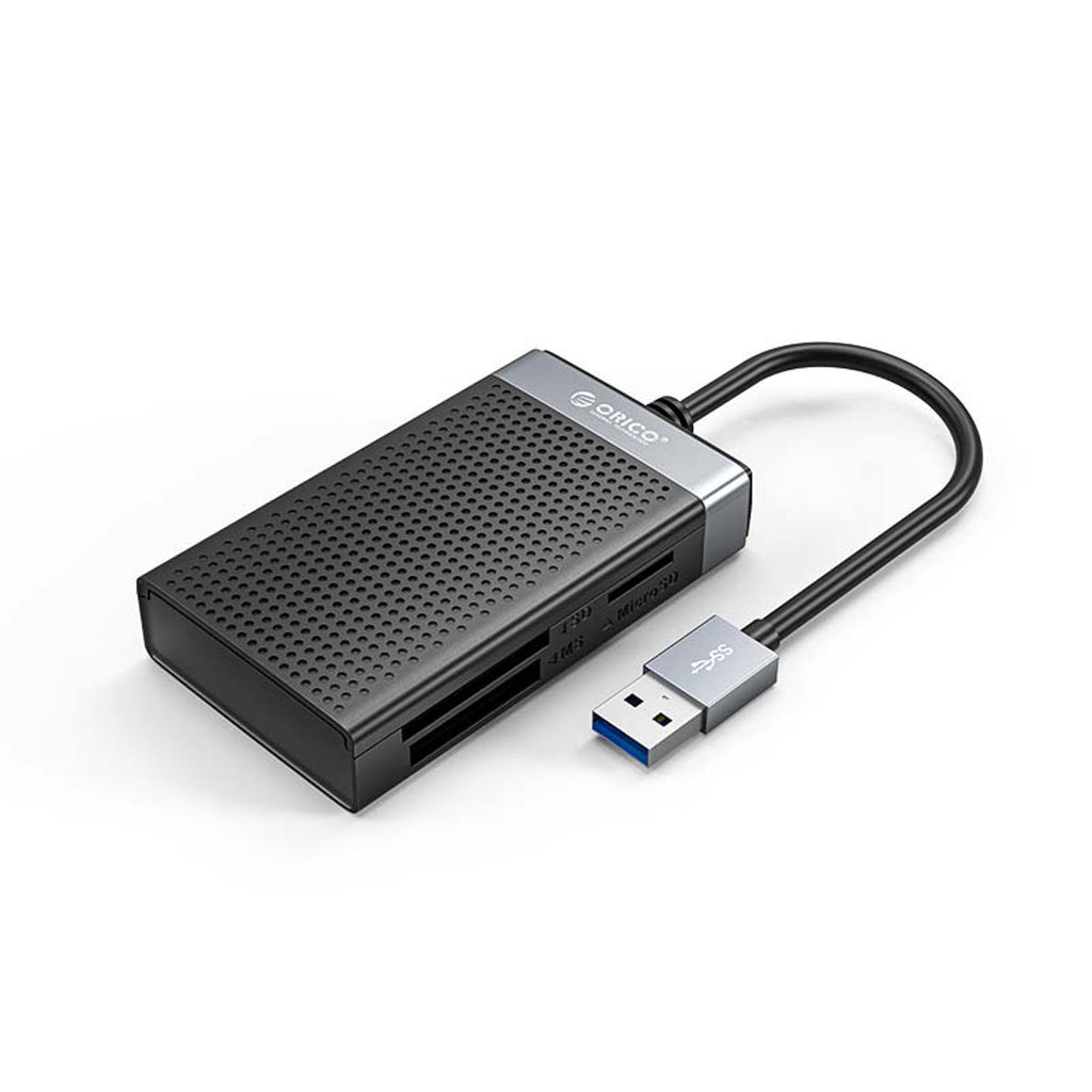 Orico CL4D-A3 USB-A 3.0 SD microSD CF MS 5 Gb/s Atminties kortelių skaitytuvas - Juoda ir sidabrinė -- Memory Card Readers