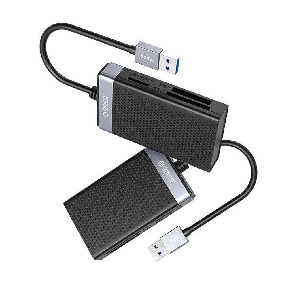Orico CL4D-A3 USB-A 3.0 SD microSD CF MS 5 Gb/s Atminties kortelių skaitytuvas - Juoda ir sidabrinė -- Memory Card Readers