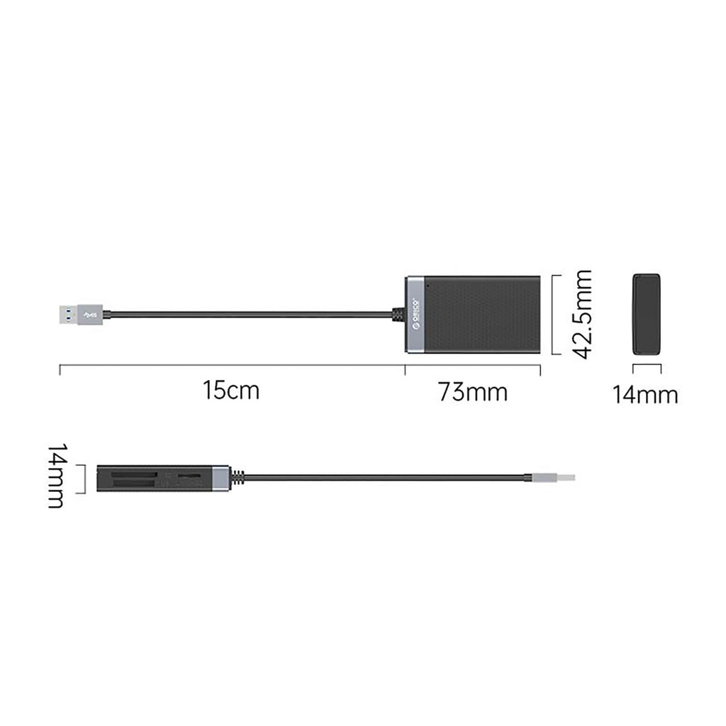 Orico CL4D-A3 USB-A 3.0 SD microSD CF MS 5 Gb/s Atminties kortelių skaitytuvas - Juoda ir sidabrinė -- Memory Card Readers