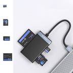 Orico CL4D-A3 USB-A 3.0 SD microSD CF MS 5 Gb/s Atminties kortelių skaitytuvas - Juoda ir sidabrinė -- Memory Card Readers