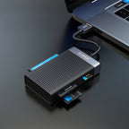Orico CL4D-A3 USB-A 3.0 SD microSD CF MS 5 Gb/s Atminties kortelių skaitytuvas - Juoda ir sidabrinė -- Memory Card Readers